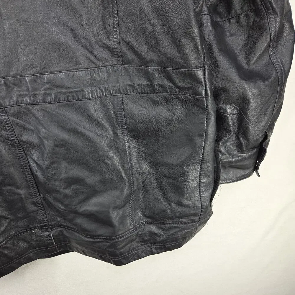 Vtg City Streets Jacket Mens Lamb Black Leather Mens Medium Horn Toggle Fastner